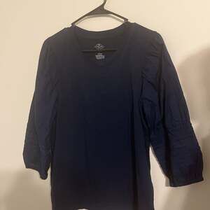 St. John's Bay Women's Plus Split Crew Neck 3/4 Sleeve Blouse